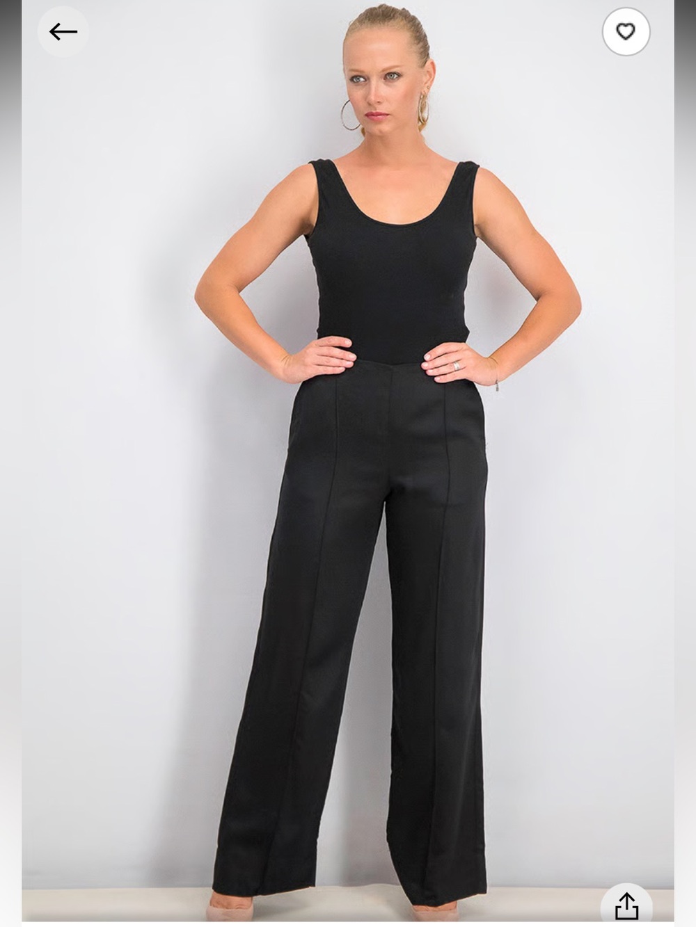 Mango Committed Black Satin Wide-Leg Trousers Pants NWT Sz 10 - Picture 12 of 14